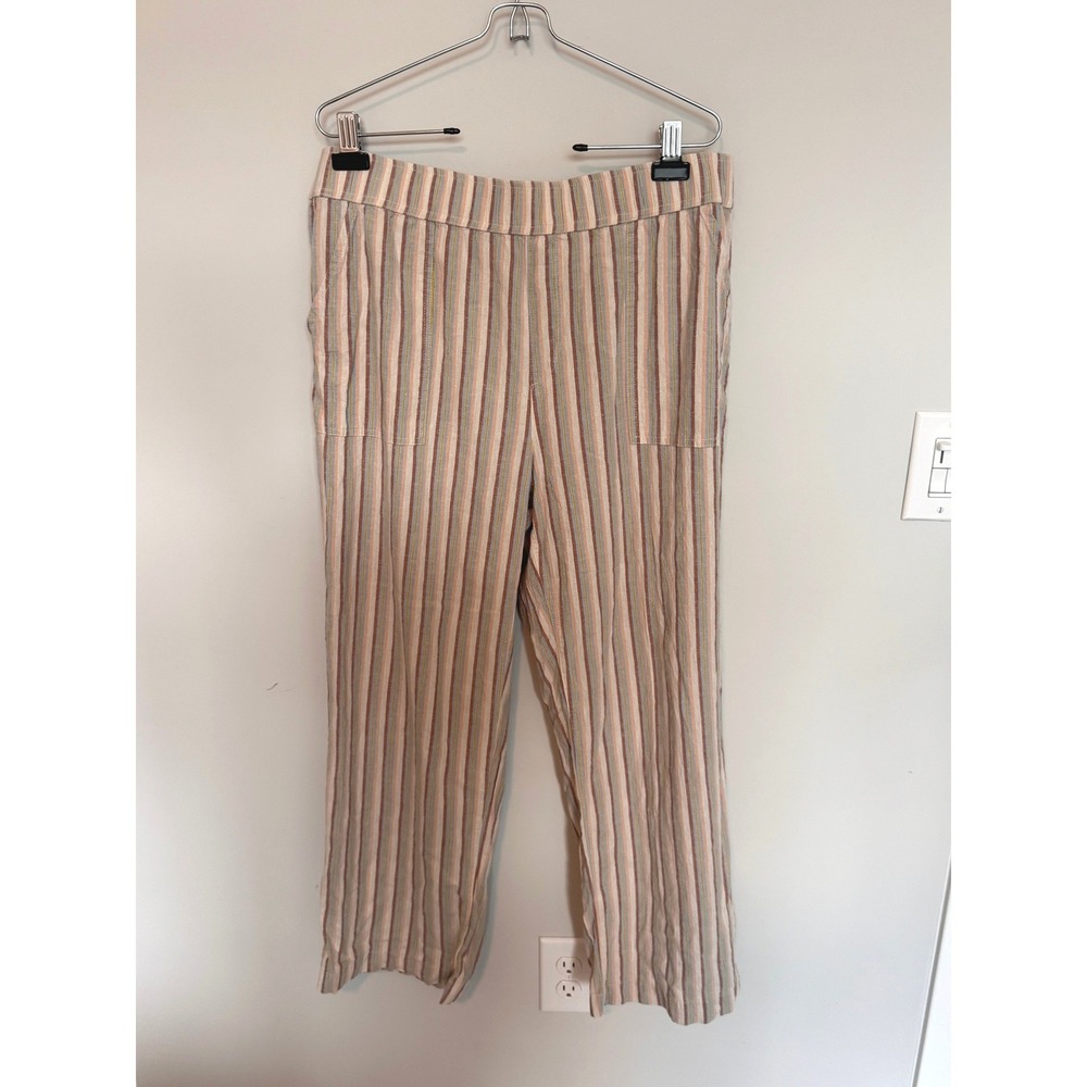 TOAD&CO | Striped Hemp Tencel Pants Womens XL Multi Color Boho Coastal Summer